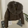 OFTBUY Short Puffer Jacket Thick New Big Natural Real Fox Fur Jacket Women Autumn Winter Female White Duck Down Coat Feather 1