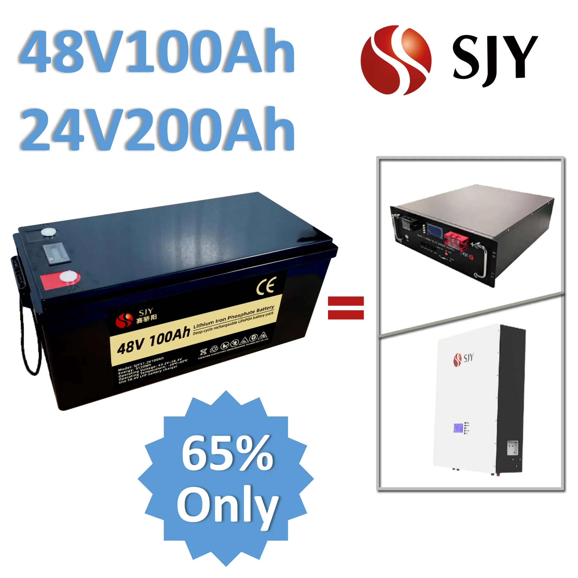 

Build in 100A BMS 24V 48V 50Ah 100Ah 200Ah LFP Lithium Battery Pack Cheaper than Rack/Wall Mount Lifepo4 Battery