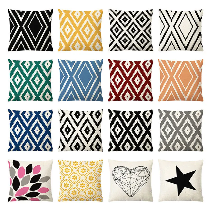 

Linen Geometric Pillow Cover Nordic Home Decoration Pillow Office Car Cushion Pillow Home Decoration Pillowcase