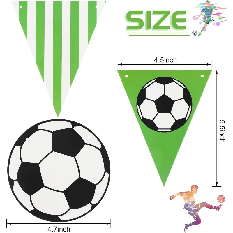 Soccer Party Paper Banner Decoration Party Soccer Birthday Green Triangle Flags Football Garlands for Sport Kids Supplies