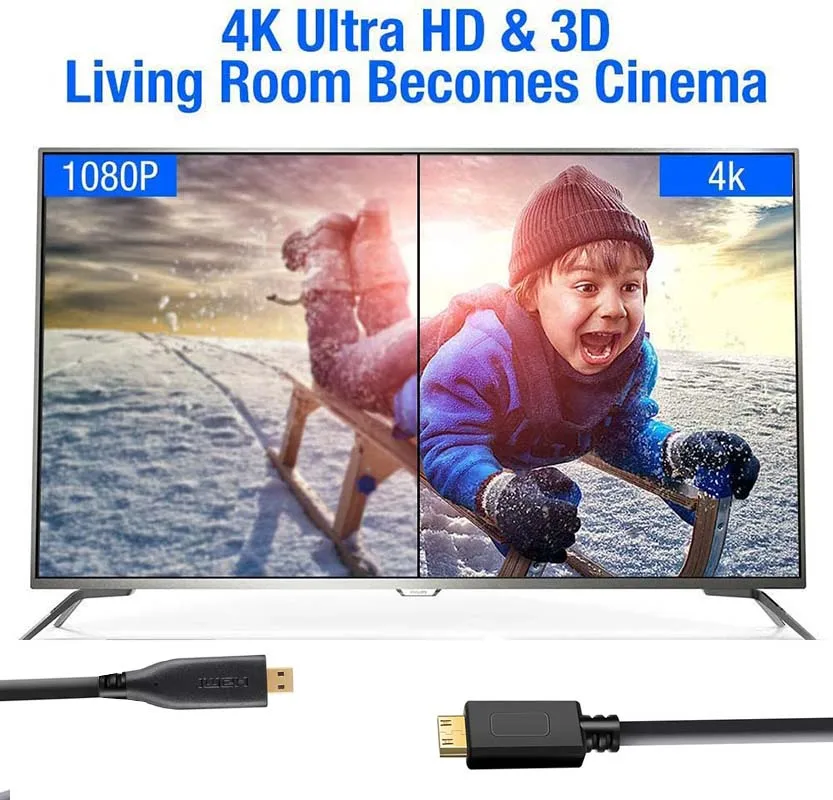 Bi-direction Micro HDMI to Mini HDMI Cable 4K 60Hz Mini to Micro Cable For GoPro Hero Raspberry Pi Retroid Pocket hdmi adapter cable hdmi cable hdmi adapter usb adapter cable