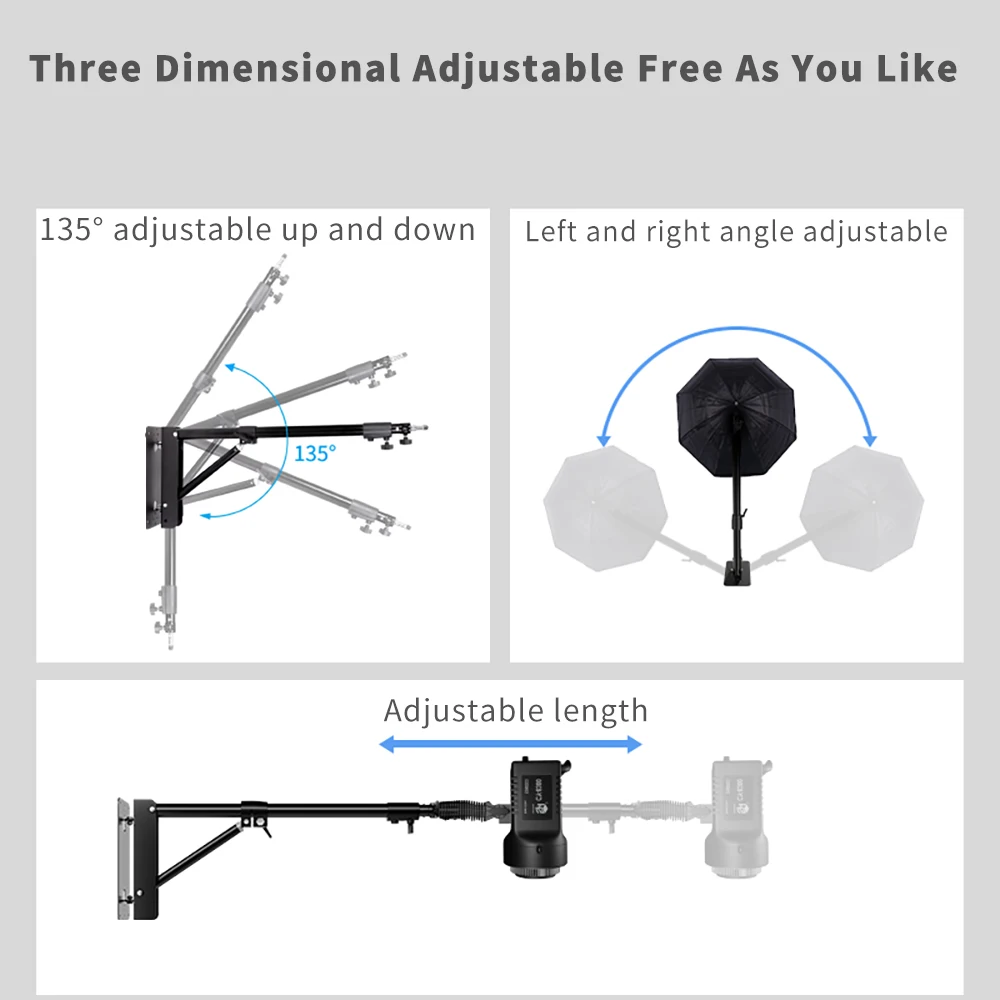 170cm 135cm Heavy Wall Mount Boom Arm Projector Bracket Photography Studio Softbox Video Strobe Ring Lights projector bracket