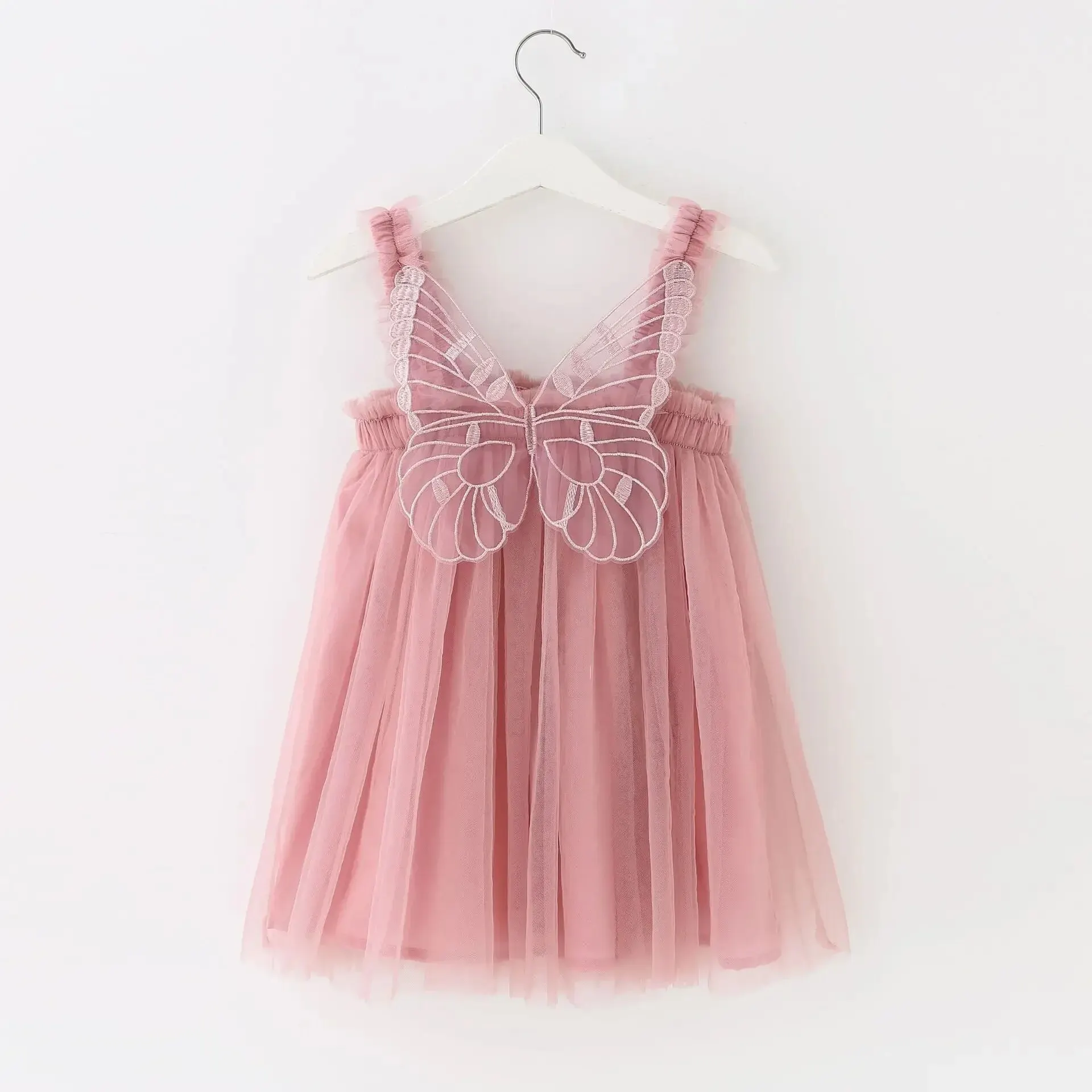 Baby Dresses 1-5 Yrs Suspender Kids Mesh Summer Dress Butterfly Wings Little Girls Birthday Cute Princess Dress