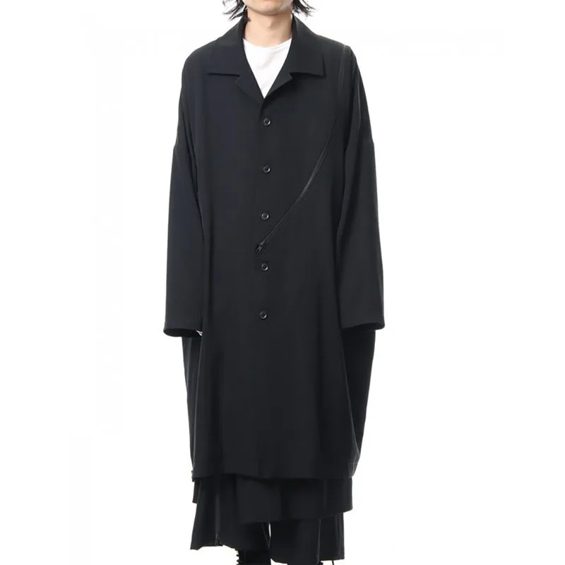 

Men's Trench Coat New Spring Style Zipper Design Single Breasted Casual Large Size Coat