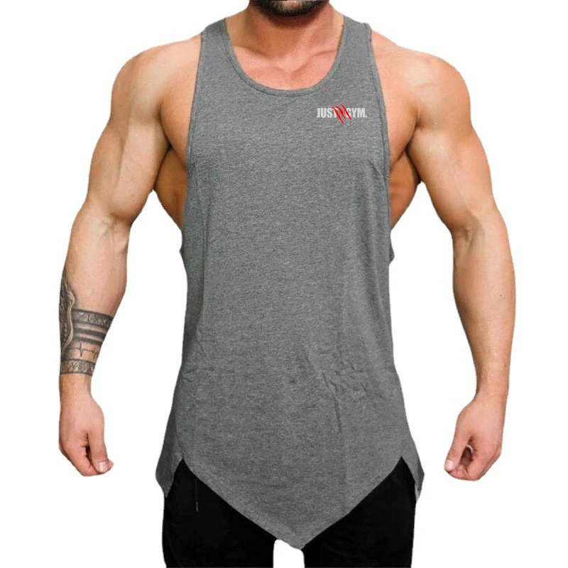 

Brand Fashion Plain Print Tank Tops Men Gym Bodybuilding Workout Stringer Sleeveless T-Shirt Fitness Clothing Cotton Muscle Vest
