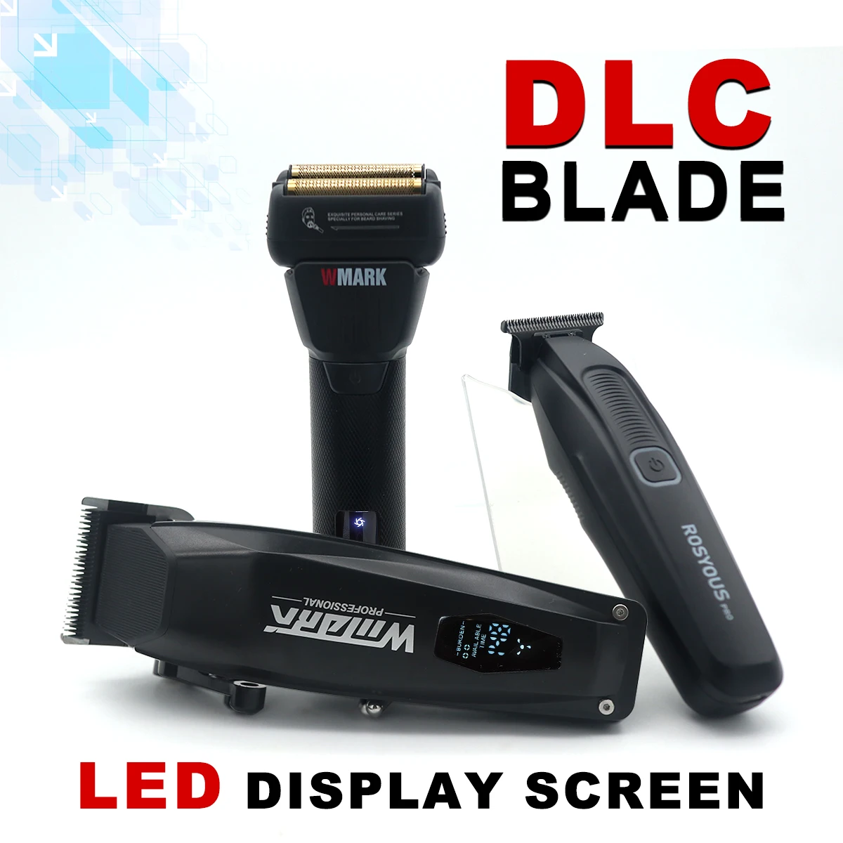 Hair Clipper Men Professional Kit with LED Display 9000RPM DLC Blade Barber Shop Hair Cutting Machine
