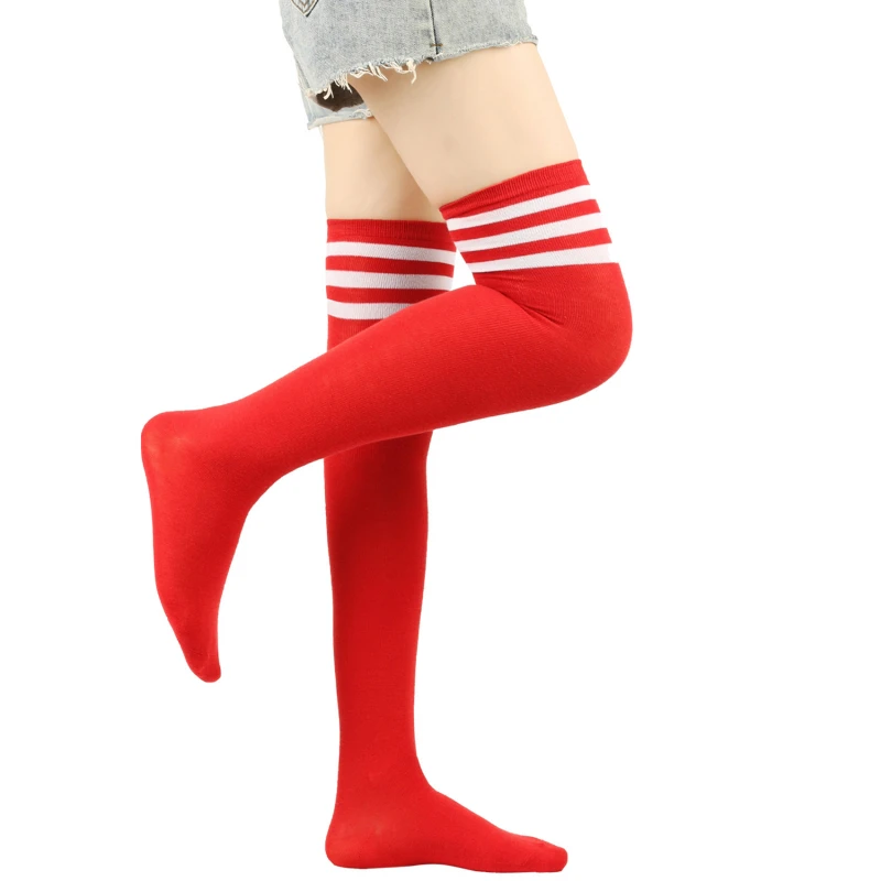 Women Socks Warm Socks Women Over Knee Thigh High Socks Academic Style Black White Striped Long Socks Over The Knee Stockings For Ladies Girls WarmKnee