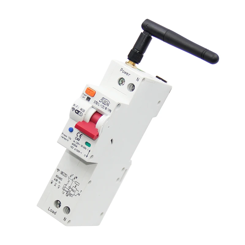 TUYA 1P single Phase RCBO WIFI Smart Energy Meter Kwh Metering Monitoring Circuit Breaker Timer Relay with Leakage Protection40A