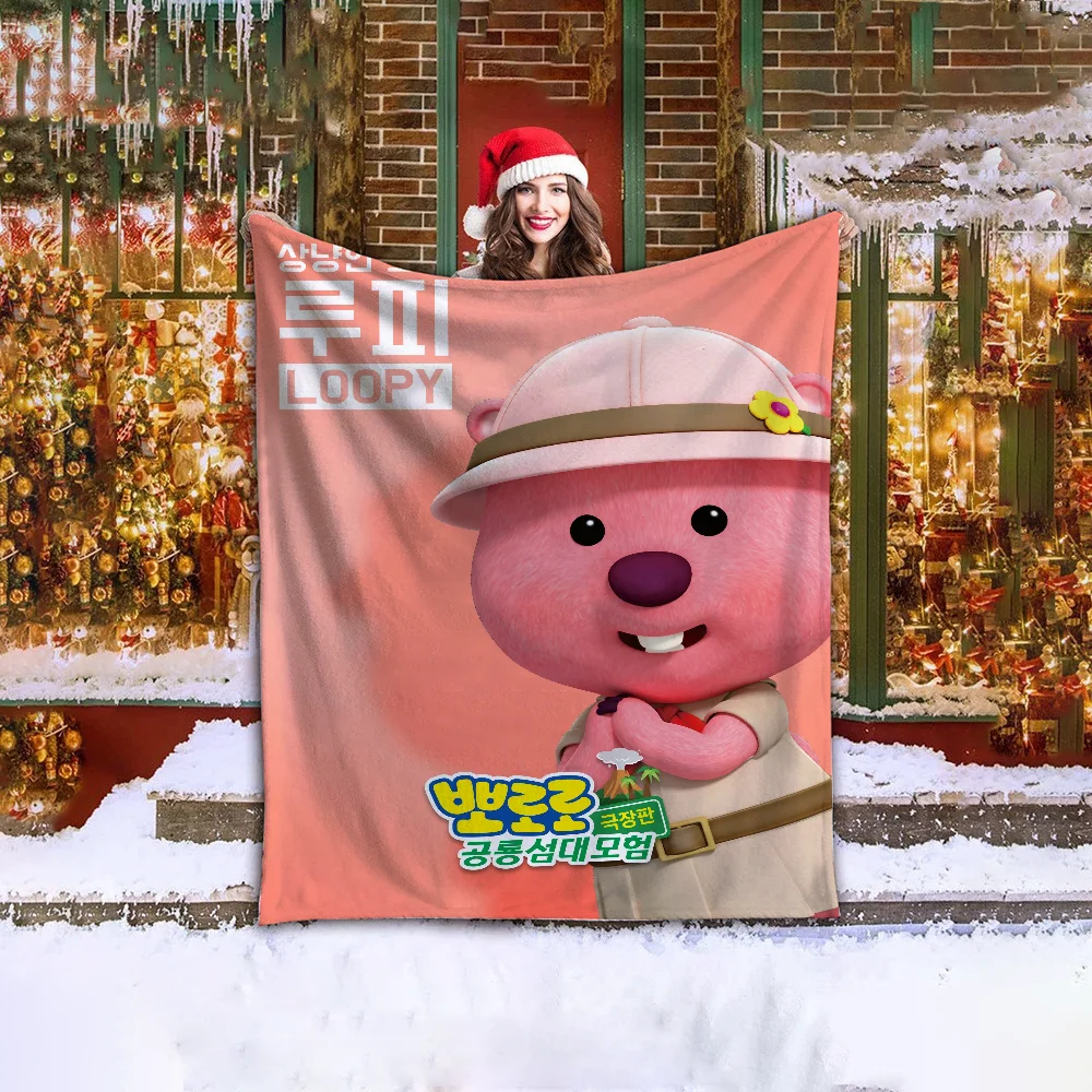 Pororo Hairy Blankets for Bed Blankets & Throws Children's Blanket King Size Thin Wadding Blanket Sofa Winter Beach Towel Throw 3