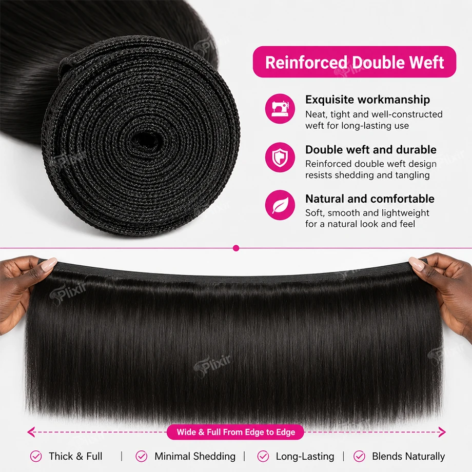 Straight Human Hair Bundles Raw Brazilian Hair Natural Black Human Hair Weave Extensions Thick Bundles For Black Women 1/3/4 PCS 2