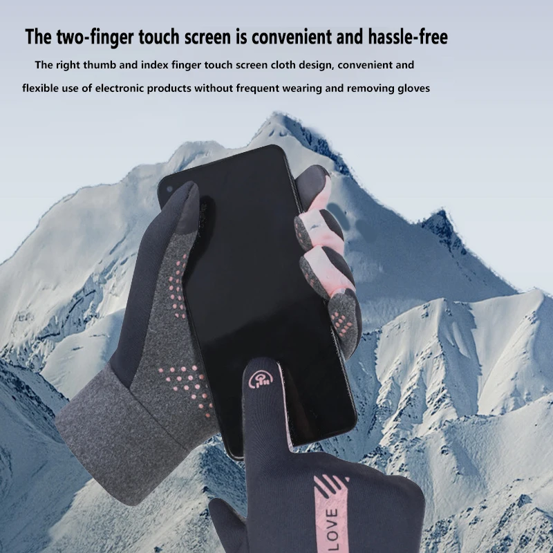 Cycling Gloves Womens Autumn and Winter Sports Warm Gloves Waterproof and Anti Slip Wind Cold Resistant Outdoor Activity