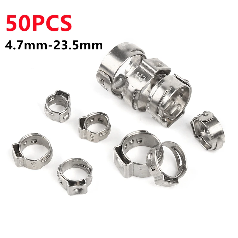 Braçadeiras de Mangueira Único Orelha Stepless 4.723.5 mm 304 Braçadeiras de Mangueira Cinch Braçadeira Anéis para Vedação Tipos de Mangueira Aço Inoxidável