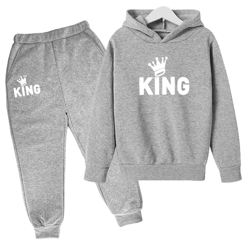 King Letter Printed Children's Clothing Girls Clothes 2 to 8 Years Tops Loungewear Clothes Child Boy Casual Baby Outfit Set Sets
