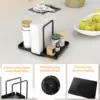 Napkin holder for table, 360° rotating metal napkin holder with salt and pepper shaker holder, suitable for kitchen table decor 4