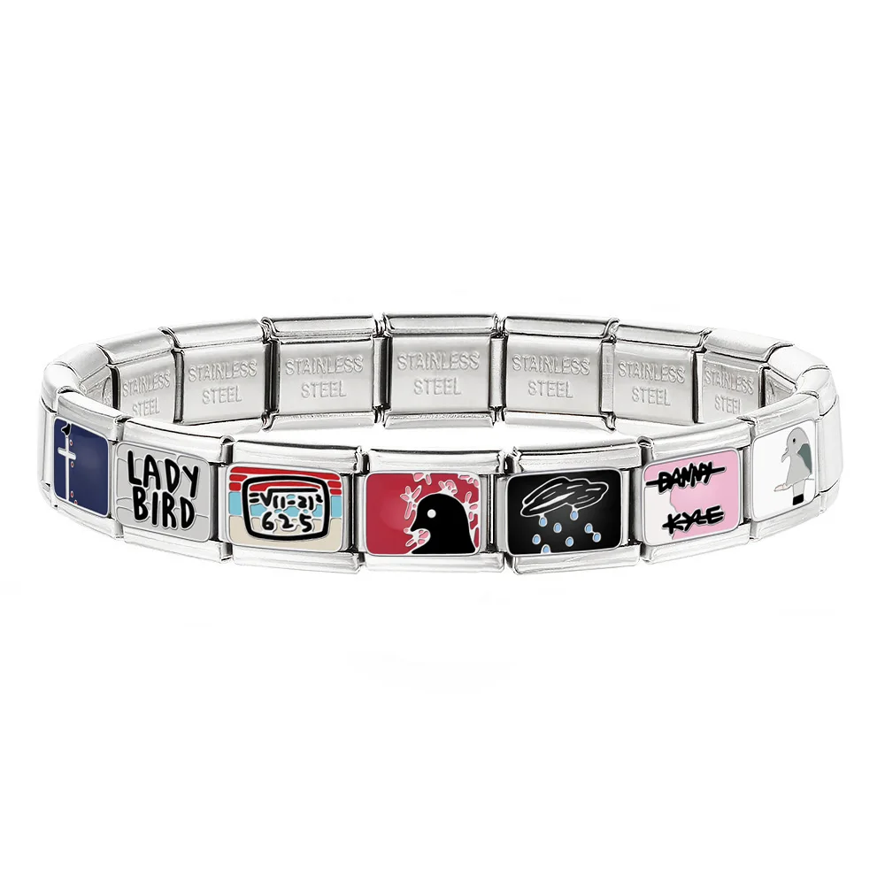Y2K Bunte Vogergeste Digitales Symbol Grafik Italienischer Charm Link passend für 9mm Armband DIY Edelstahl Original Design Schmuck – Detail 2