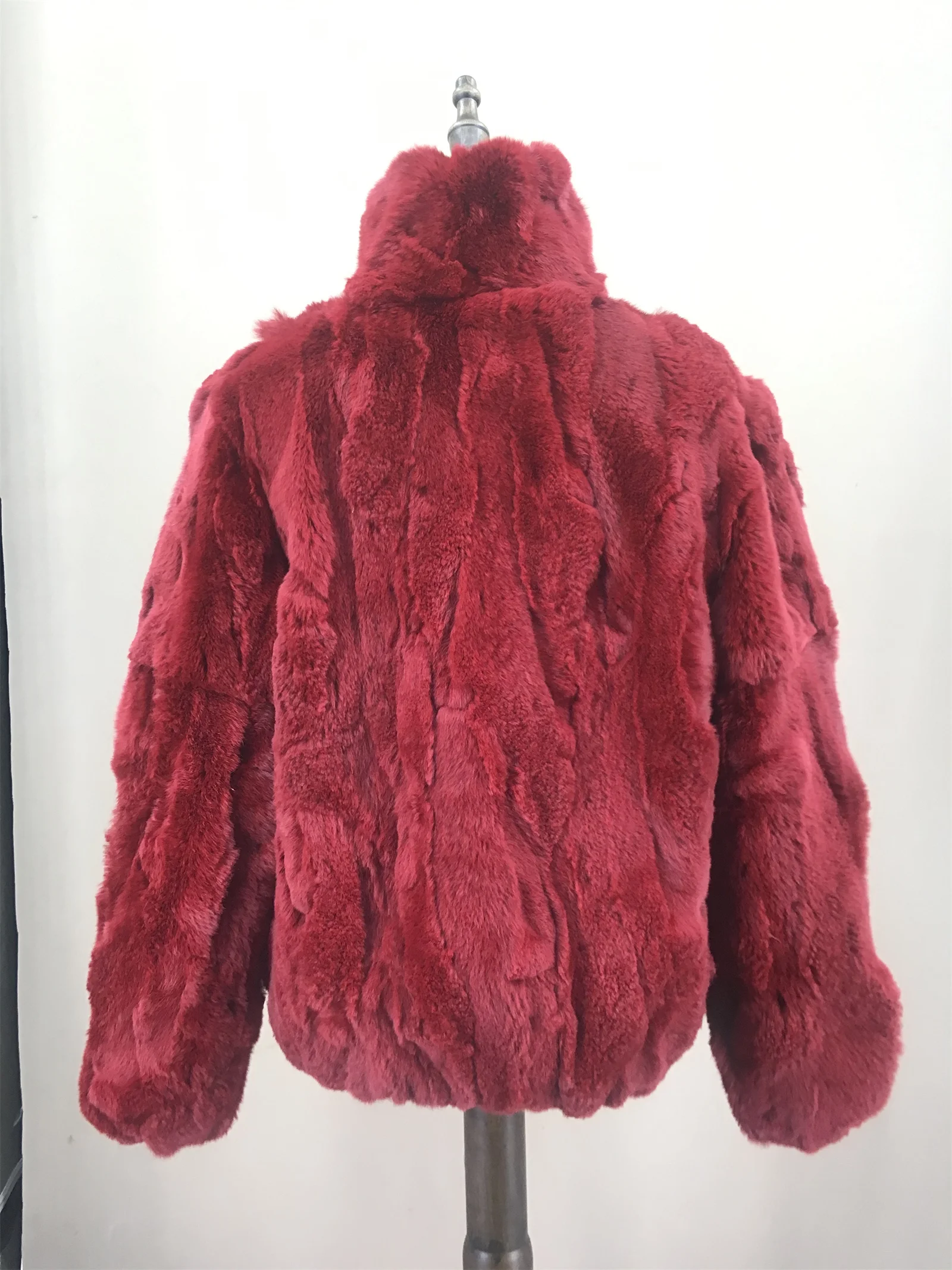 On sale Natural Rex Rabbit Coat Woman Casual Autumn Winter Coat Furry Winter Warm Furry Fluffy High Collar Pink Purple Green