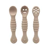 3PCS Cute Baby Learning Spoons Utensils Set Food Grade Silicone Sticky Spoon Children Cutlery Training Spoon Feeding Tableware 1