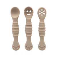 3PCS Cute Baby Learning Spoons Utensils Set Food Grade Silicone Sticky Spoon Children Cutlery Training Spoon Feeding Tableware 1