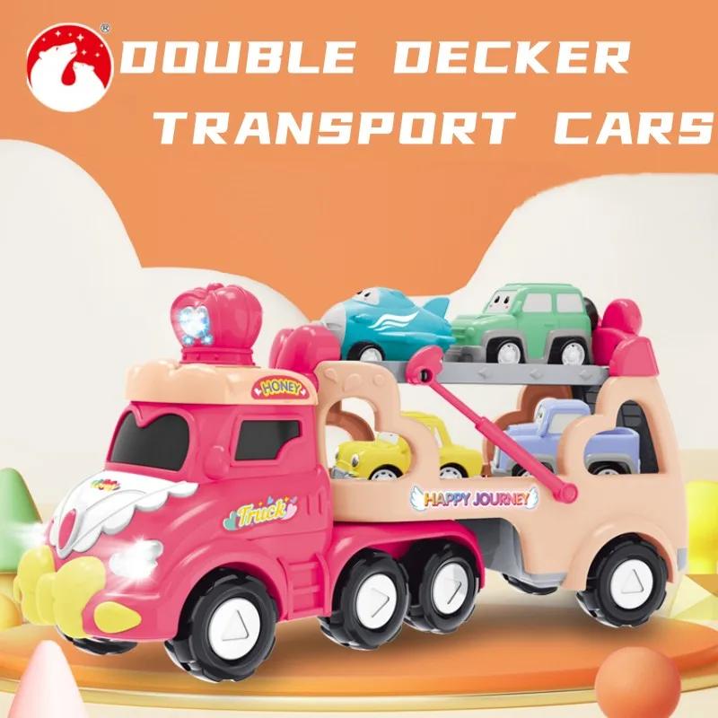 

Double Deck Transport Car Container Towing Head Car Educational Vehicle Engineering Backing Car Toy Set Children Gift