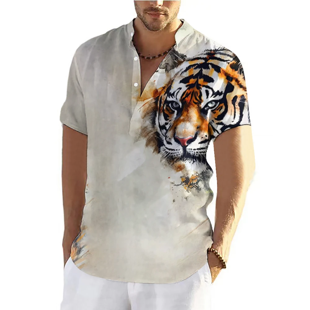 Men Tiger Shirts T-shirts Short Sleeve Tops Animal Graphic Clothing Streetwear V-Neck Pullovers Summer Shirt Tees casual short sleeved shirt short sleeved shirt