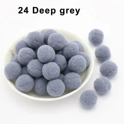 Assorted Fluffy Pom Pom Fur Balls for Crafting and Decor - Various Sizes and Colors (24 deep grey)
