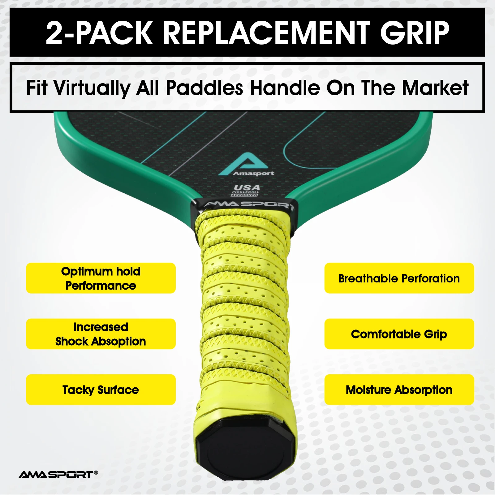 AMA SPORT Pickleball Paddle Grip Tape-Replacement Grip Wrap for Pickleball Racket-Moisture Wicking Surface & Comfort Grip-Blue