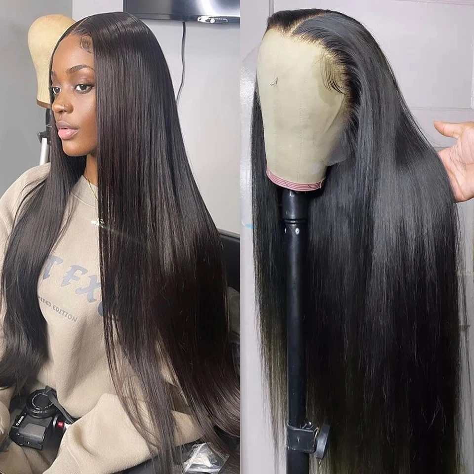 30 40 Inches Bone Straight HD Lace Front Human Hair Wigs For Women Pre Plucked 13x6 Lace Frontal Wigs 360 Brazilian Closure