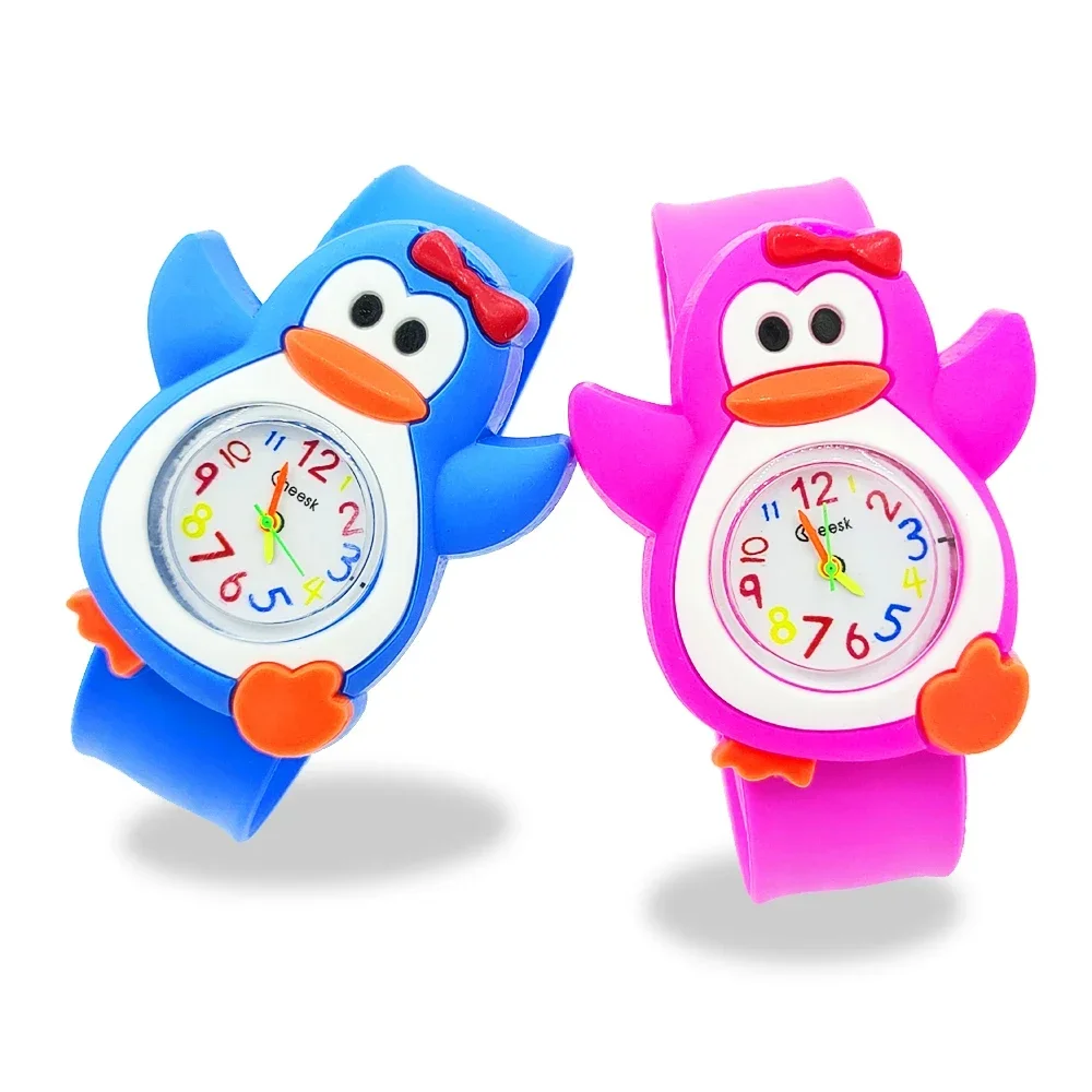 Slap Bracelet Children's Watch Cute Penguin, Crab, Turtle, Dolphin Patterns Toy Baby Birthday Gift Boys Girls Kids Watches Clock 4