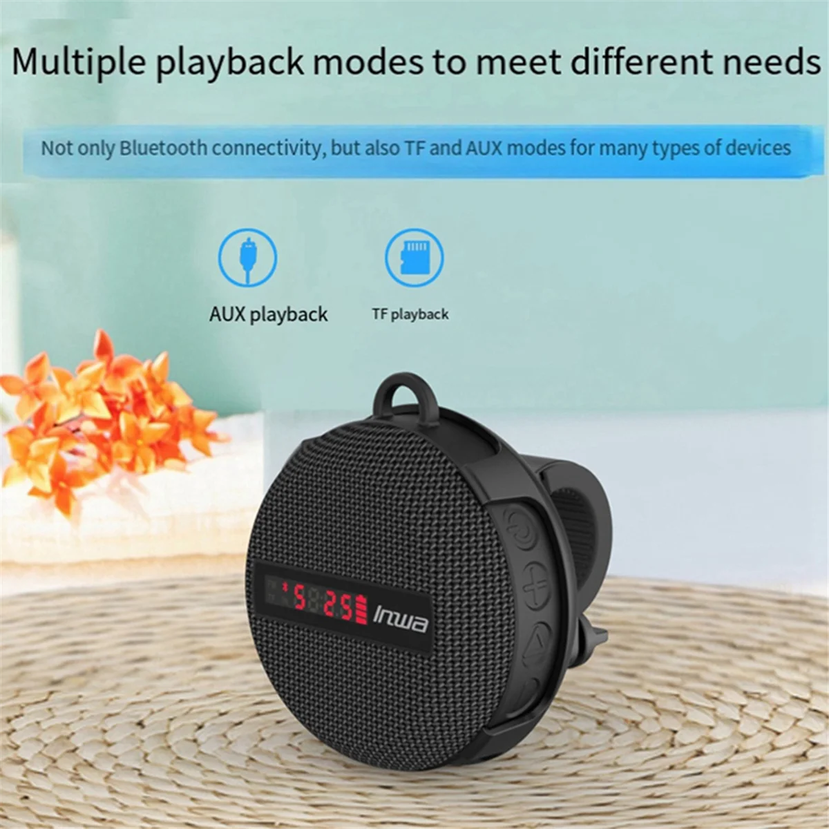 Mini Enceinte Bluetooth 5.0 Cycliste - IP65, Mains Libres, Affiche Vitesse/Batterie - Noir
