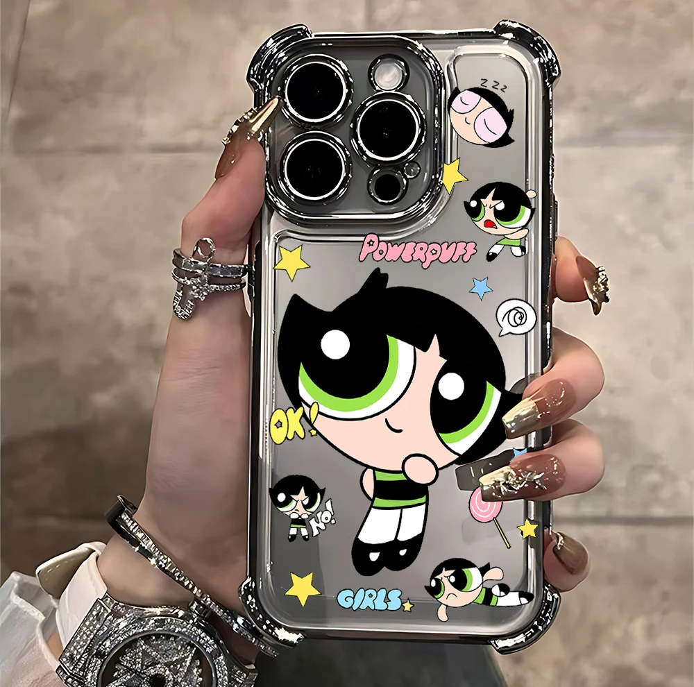 Powerpuff Girls Plating Phone Case - Anti-Fall Airbag Design