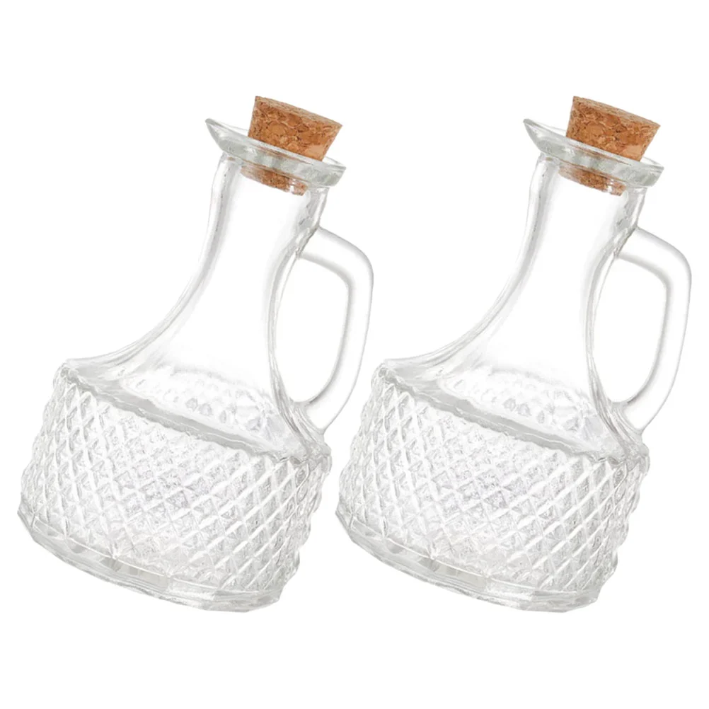 

2pcs Transparent Oil Container Condiment Bottle Glass Oil Bottle Vinegar Bottle Syrup Dispenser