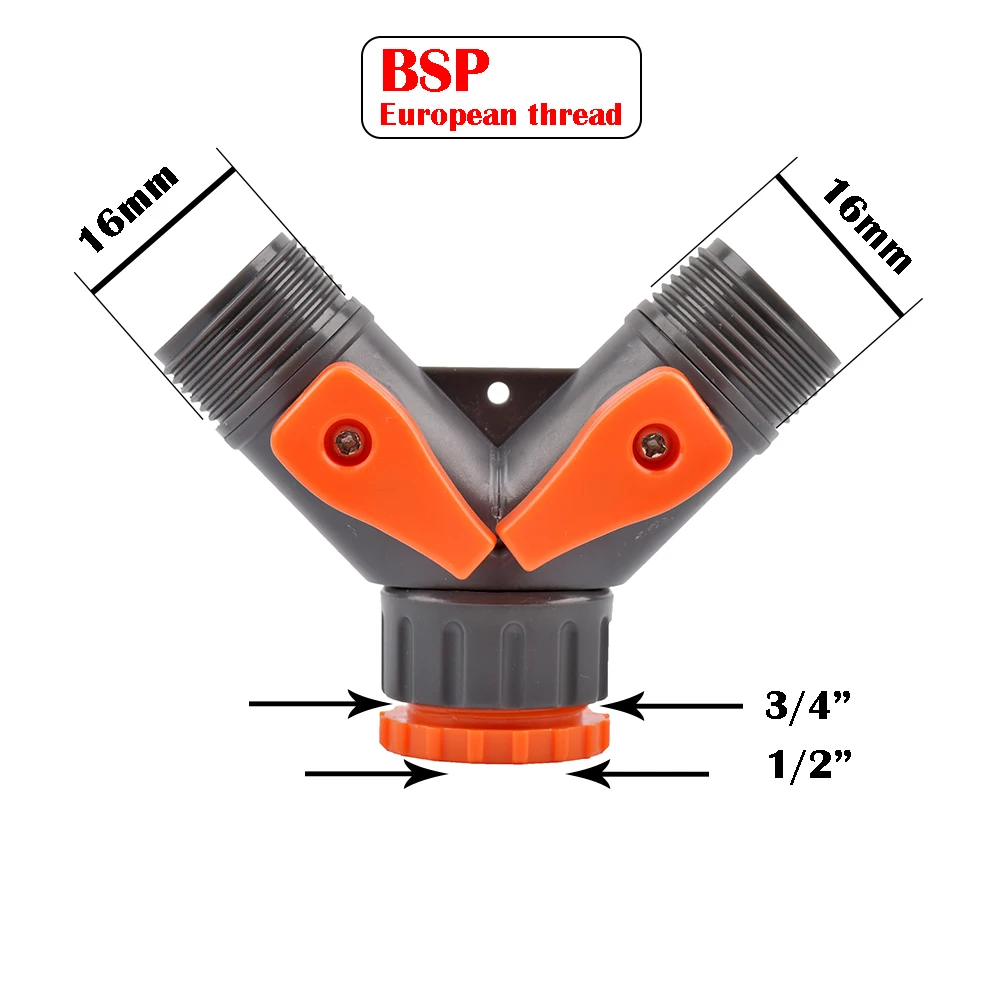 Divisore Per Tubo Da Giardino A 2 Vie Con Valvole Di Accensione Spegnimento Individuali Connettore A Y In Metallo Per Giardinaggio All Aperto Adatto Per Filettature Europee G 601099622609487