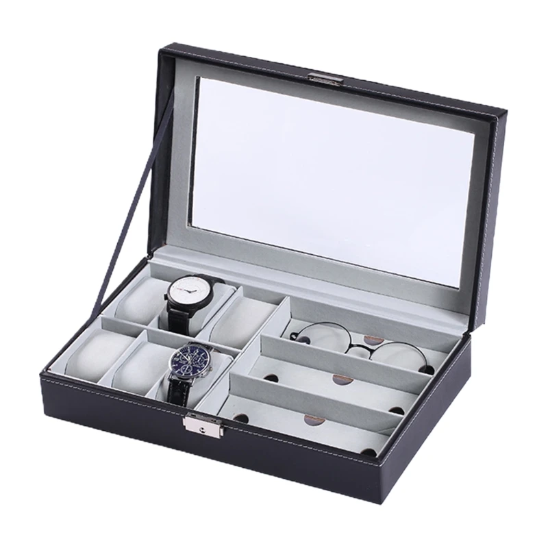 

Multi-grids Jewelry Bracelet for Case Display Holder PU Leather Watch Storage Box Glasses