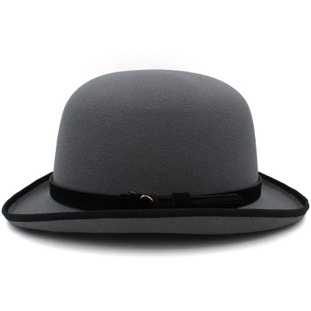Männer Frauen Oval Top Klassische Wolle Bowler Hut Rolle Felge Derby Cap Sonnenhut Party Straße Stil Einstellbare Größe UNS 7 1/8-7 3/8 UK M-L – Detail 10