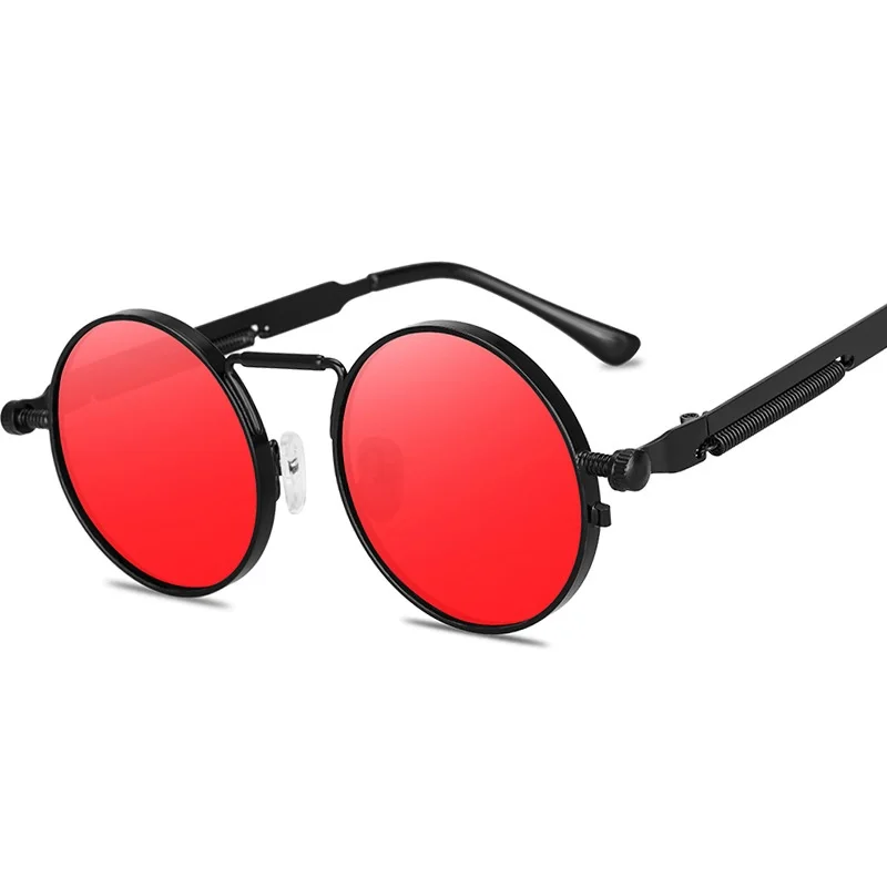 Retro Round Sunglasses Round Steampunk Sunglasses Retro Sunglasses For Men And Women Spring Mirror Legs Metal Glasses Car 8478