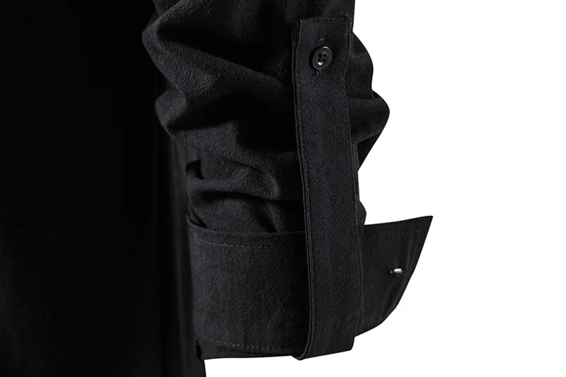 Frühlings-Herren-Vintage-Leinenpullover, Freizeithemd, mittelalterlicher Schnür-Ausschnitt und Stehkragen, langärmelige Kleidung, 3XL – Detail 38