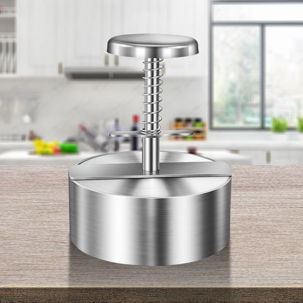 Hamburger Press Stainless Steel Burger Patty Maker Detachable Handle Non-Stick for Meat Patties Kitchen Grilling Accessories