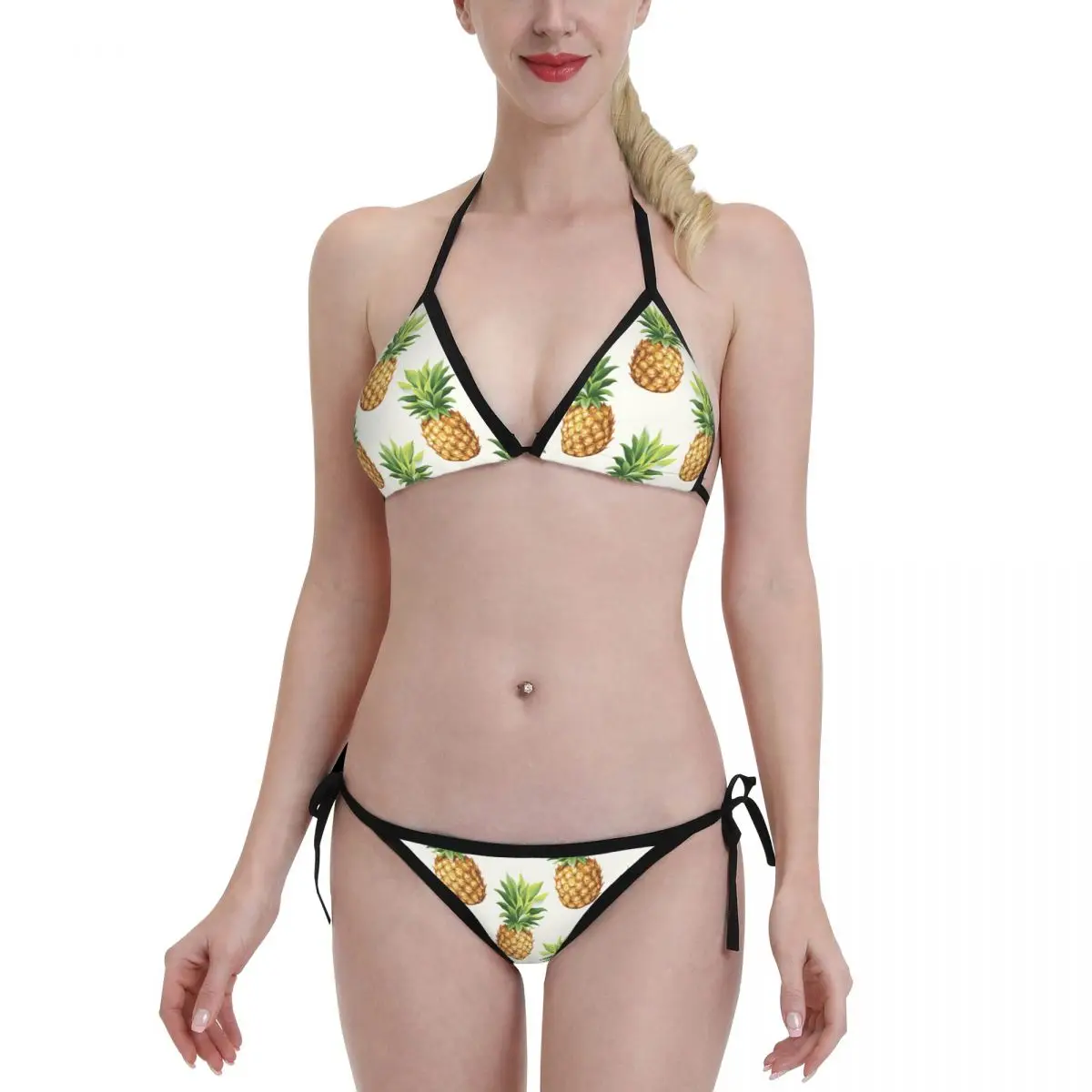 

Pineapple Sexy Bikini Set New Halter Swimsuits Swimwear Female Cute Fruit Bathing Suit Summer Biquini XXL
