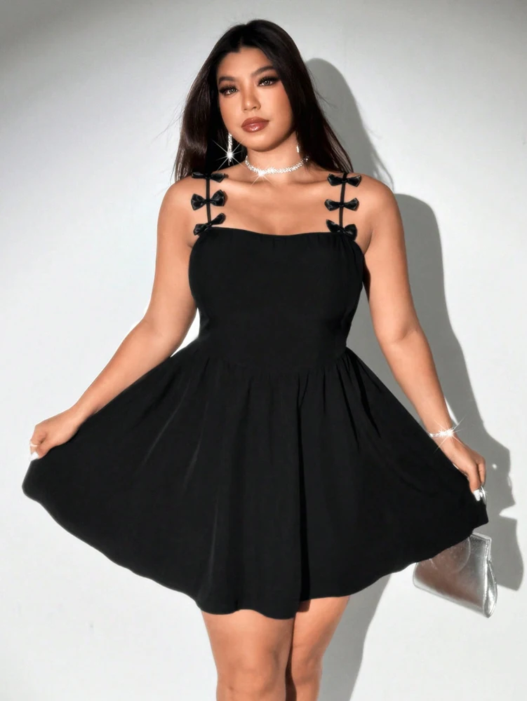 Plus Size Suspenders Sexy Bowknot Party Dinner Dresses Dresses Pure Color Casual Elegant Evening Party Party Dinner 1