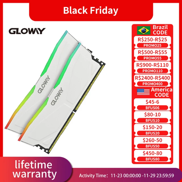 Gloway Memoria RAM DDR4 3200mhz RGB (8GBX2) 3600MHZ (16GBX2) 32GB For Desktop Warranty Lifetime