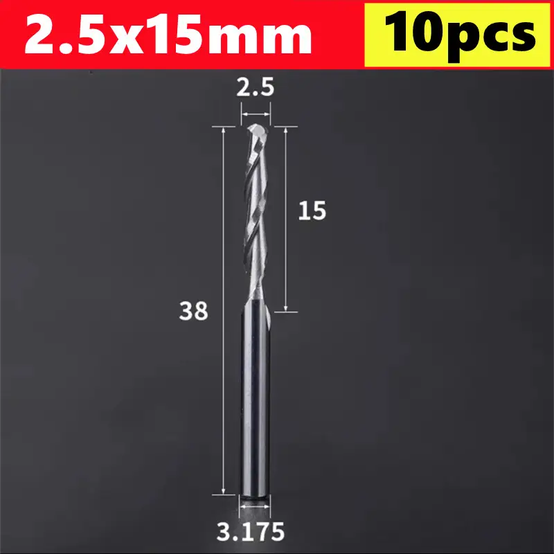 10pcs 2 Flute Ball Nose End Mill 3.175mm (1/8)Shank CNC Router Bit Carbide End Mill Spiral Milling Cutter for Woodworking image 15