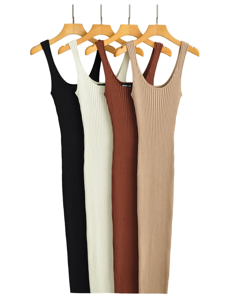 knee length dresses for ladies Dariann Sleeveless Ribbed Midi Dress main image 0