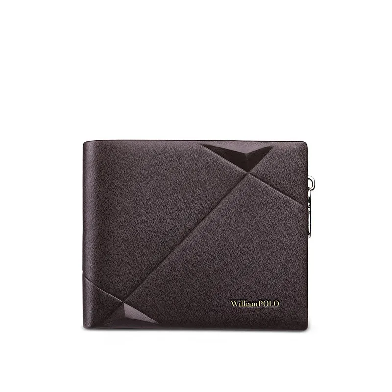 Genuine Leather Luxury Men's Wallets Multifunctional Folding Short Men's Money Bags Multiple Card Slots With Zipper Coin Purses