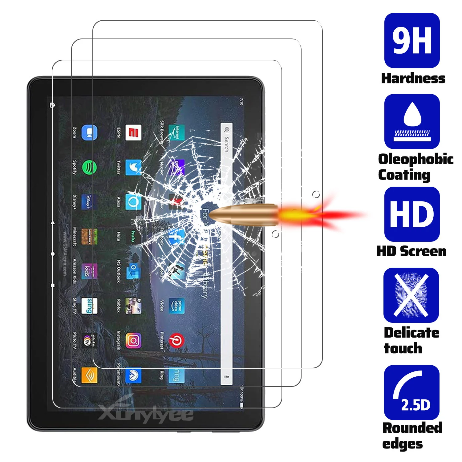 for Amazon Fire HD 10 2021 Screen Protector, Tablet Protective Film for Amazon Fire HD 10 Plus 2021 Tempered Glass