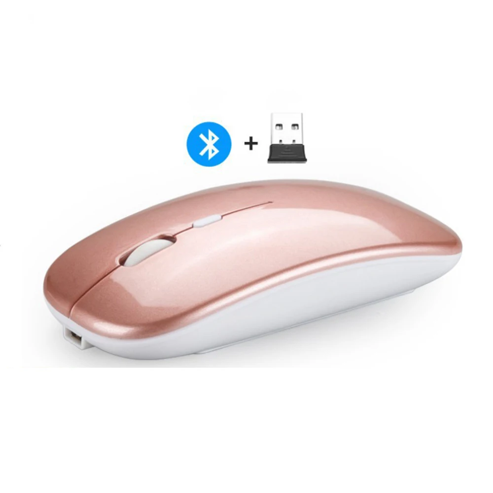 Silent Wireless Bluetooth Mouse+2.4GUSB/2.4G Rechargeable Mouse Ergonomic Mini Mouse USB Optical Mouse for PC Laptop white mouse pc Mice