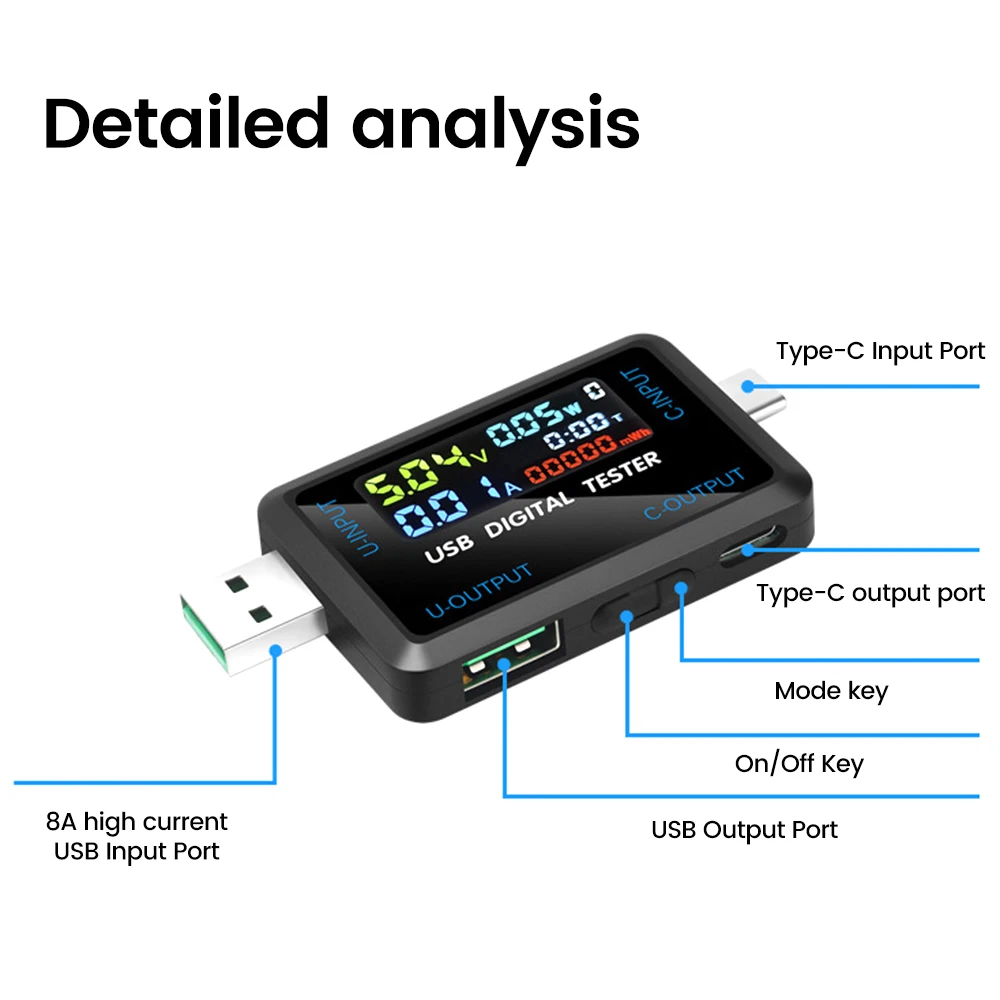 Battery Tester Voltage Meters Current Voltage Capacity Battery Tester USB Volt Current Doctor Charger Capacity Tester Meter Power Bank