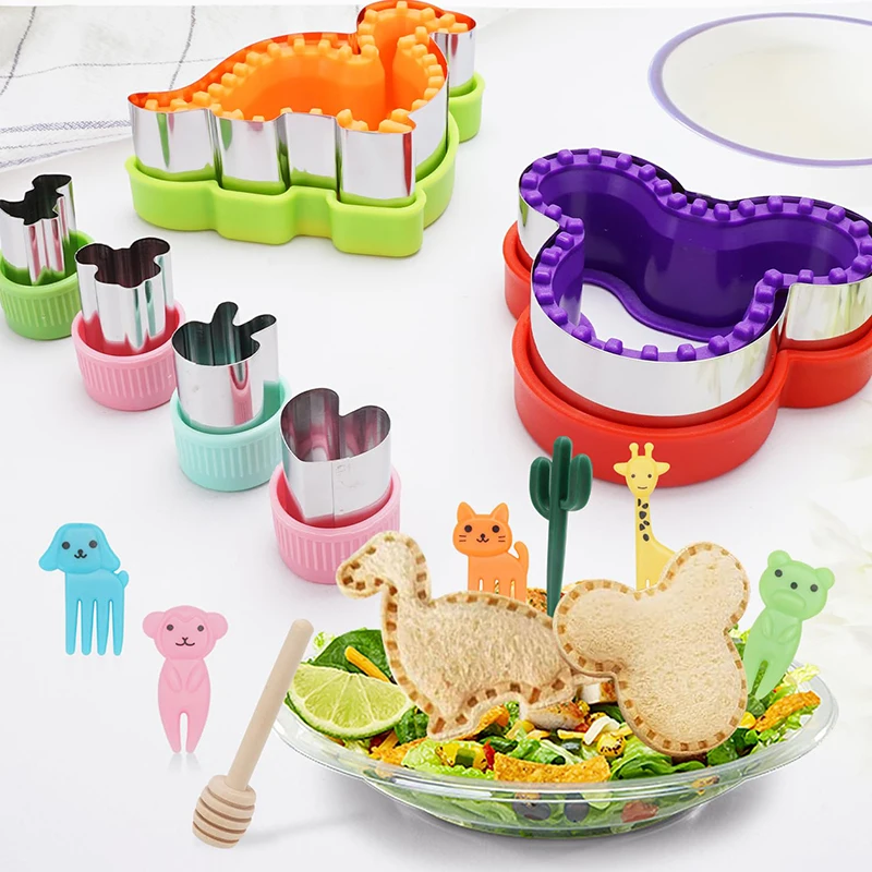 Complete Bento Lunch Box Supplies and Accessories For Kids - Sandwich  Cutter and Bread Crust Remover - Mini Vegetable Fruit cookie cutters -  Silicone