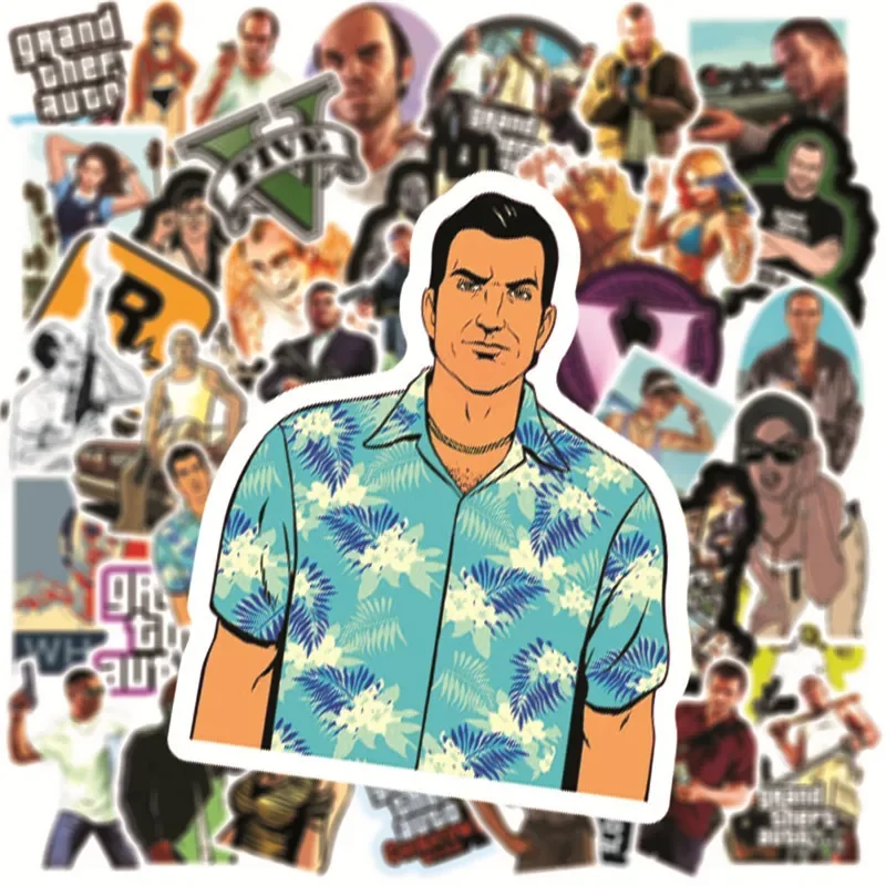 50Pcs/Set Shooting Game GTA Character Sticker for Luggage Laptop Skateboard Decoration Cartoon Waterproof DIY Pegatinas Toy