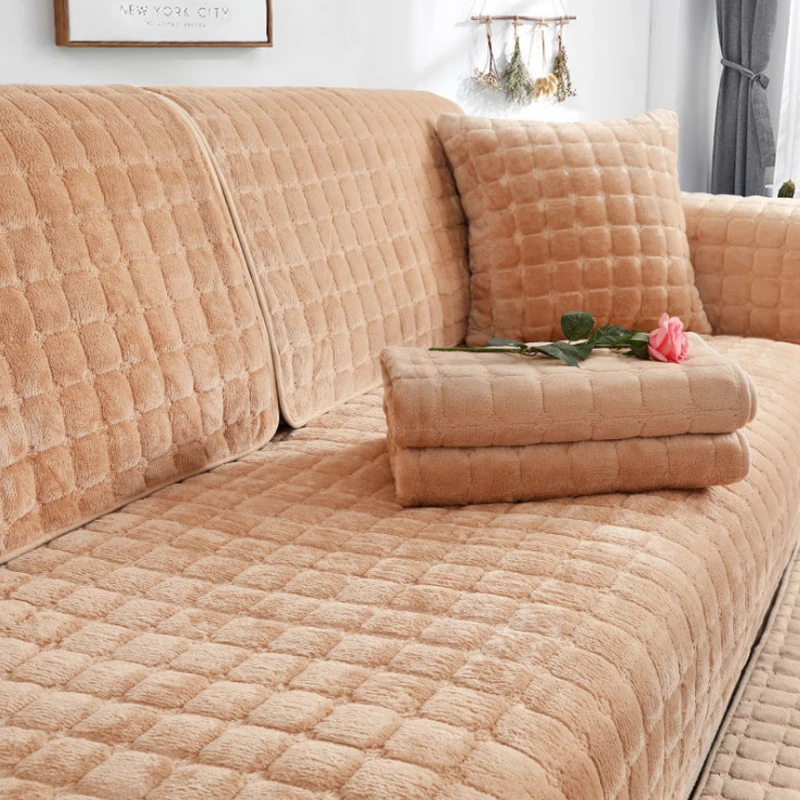 

Winter Plush Sofa Cover For Living Room Sofa Towel European-style Slip-resistant Warm Couch Cover Corner Cushion Covers For Sofa