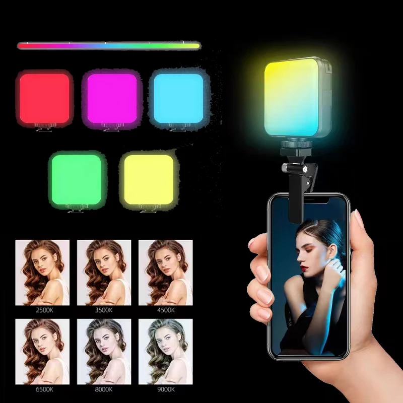 Selfie-Light-for-Mobile-Cell-Phone-with-Clip-RGB-Ring-Light-for ...